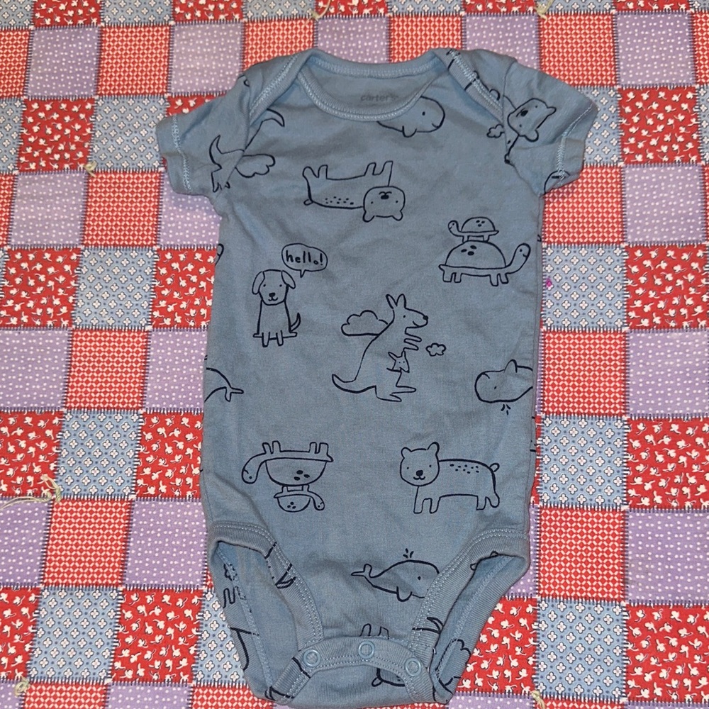 Carter's Blue Animal Print Onesie